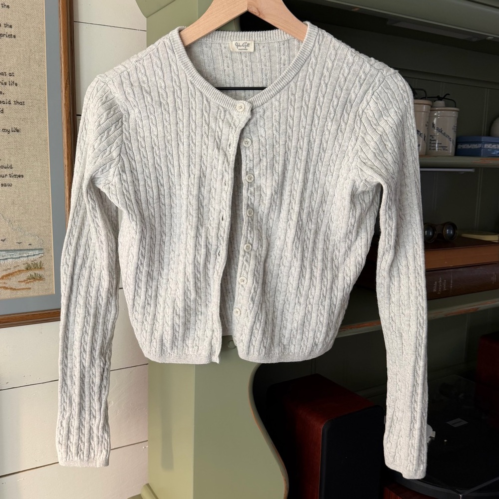Brandy Melville Grey Cable Knit Button Up Cardigan 100% Cotton